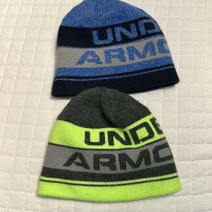 Under Armour Boy’s Knit Beanies Size 4-6 yrs -EUC Lot of 2